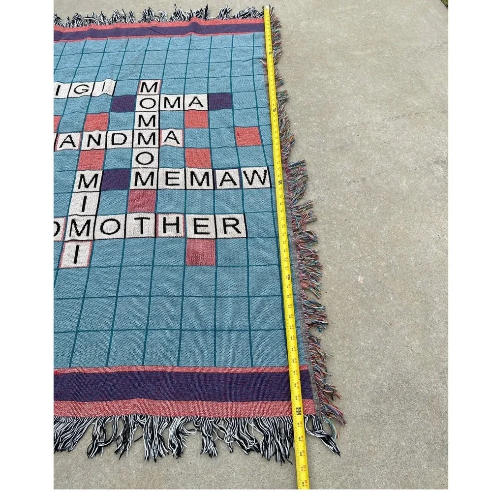VTG Scrabble Style Throw Blanket Grandma Gigi Nana Mimi Gift Cottage Cozy 60x49